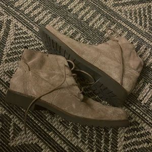 Taupe Suede Lace Booties 7.5